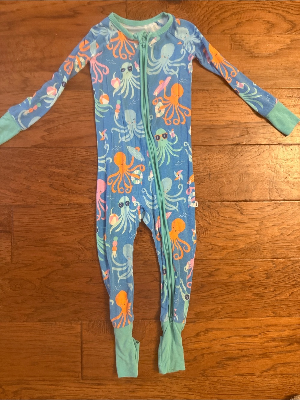 Little Sleepies Blue Octopus Print Zippered Footie